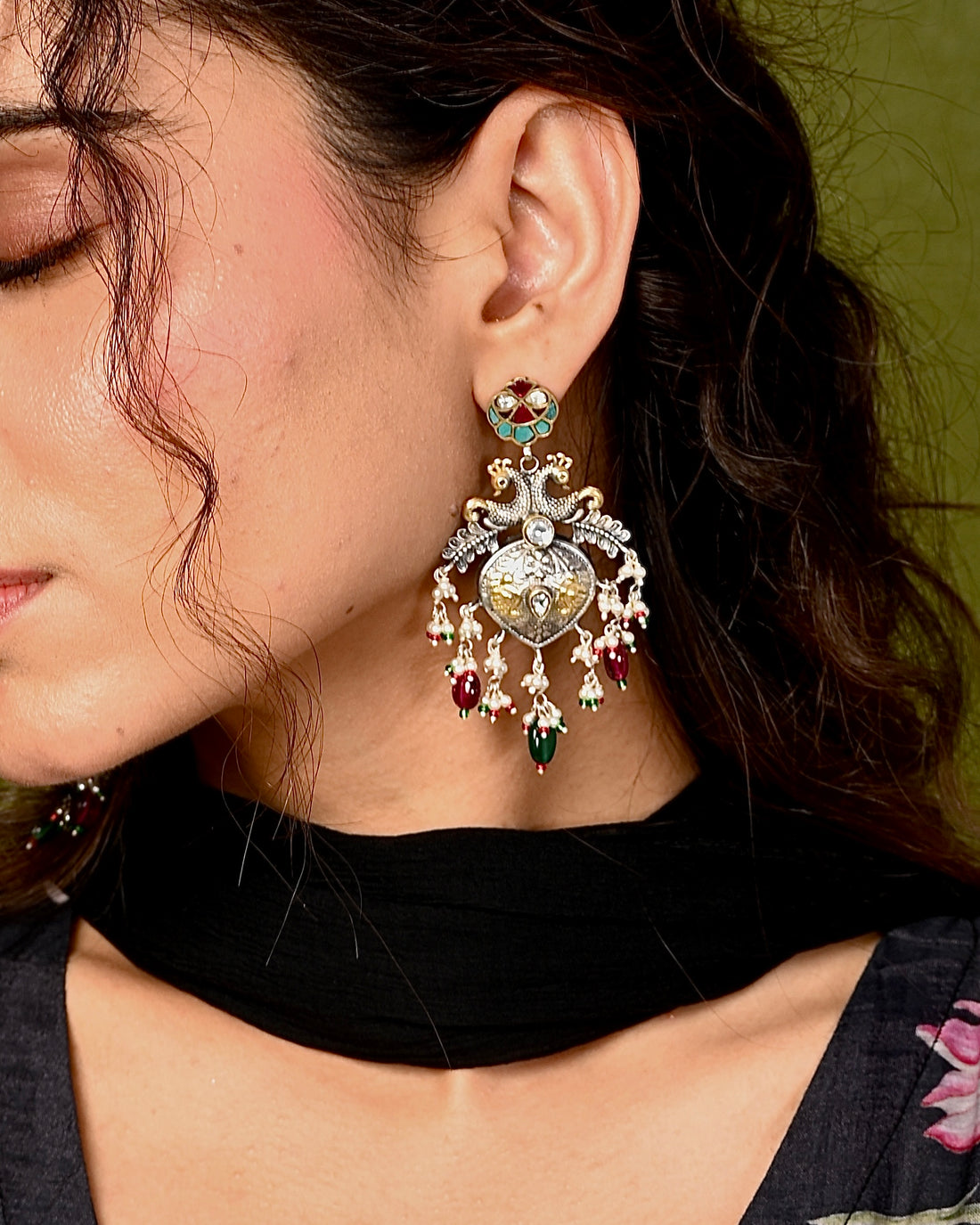 Silver mayurika  Earring