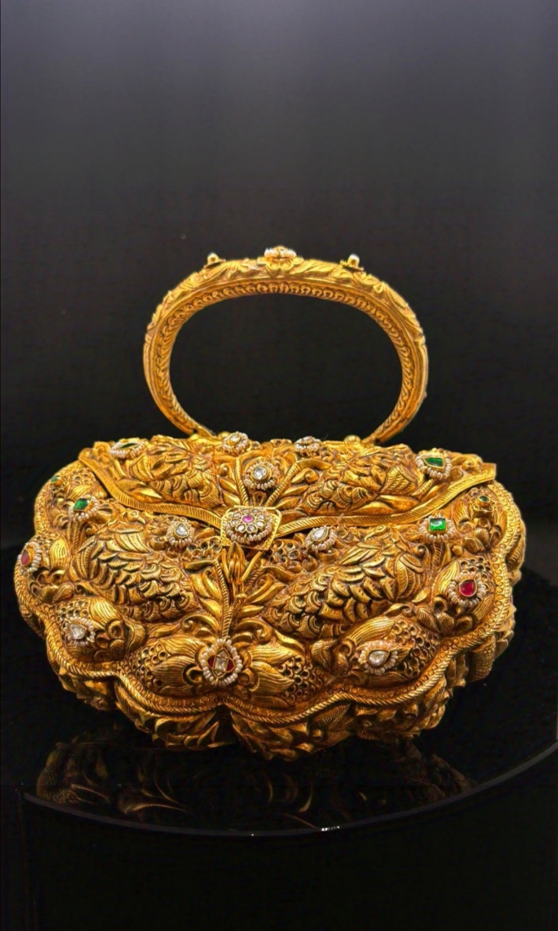 Nakshi Work Silver Gilt Clutch