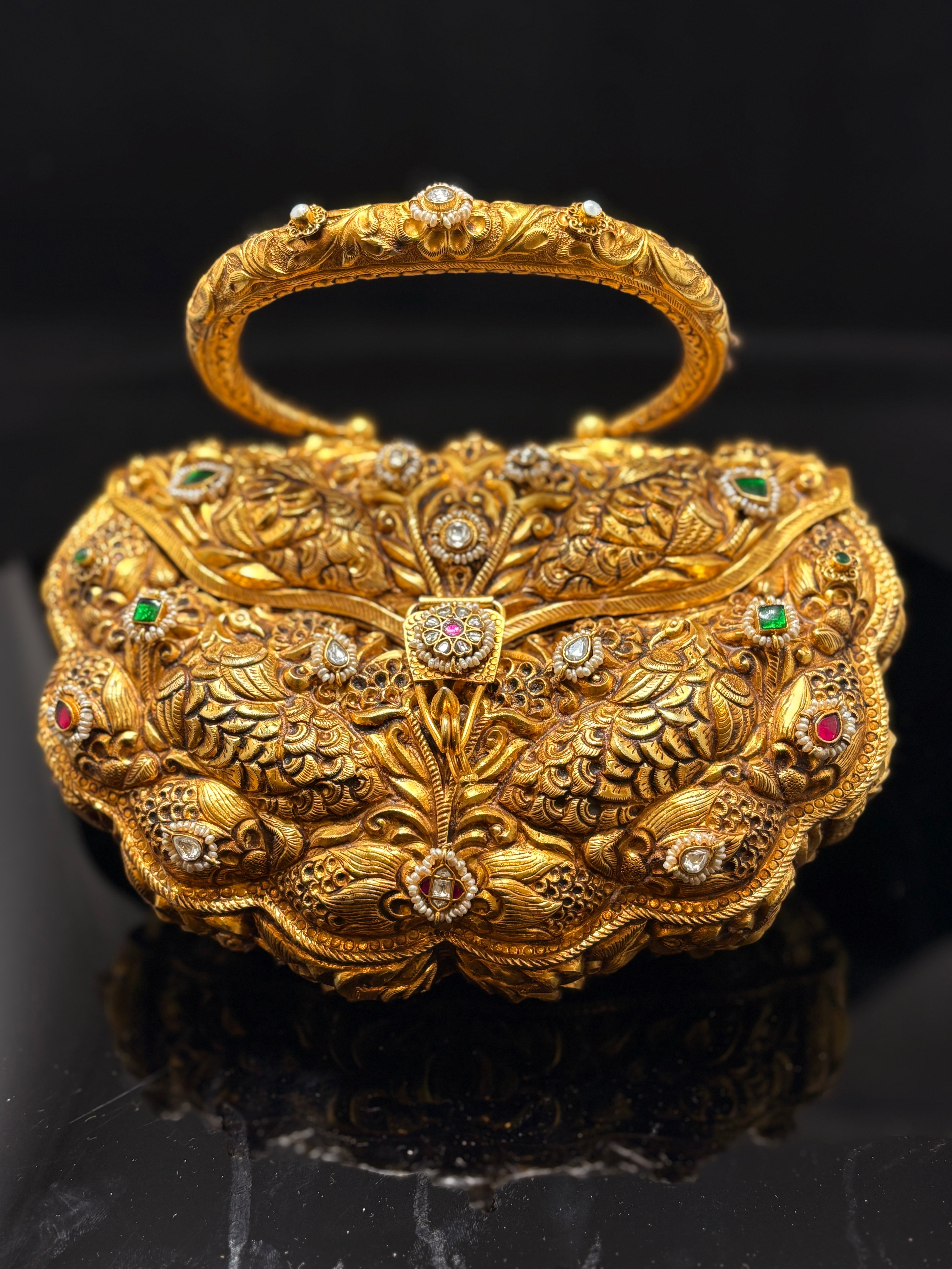 Nakshi Work Silver Gilt Clutch