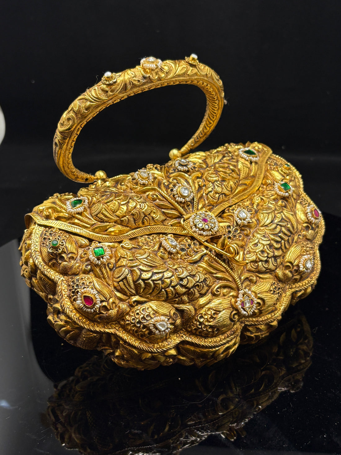 Nakshi Work Silver Gilt Clutch