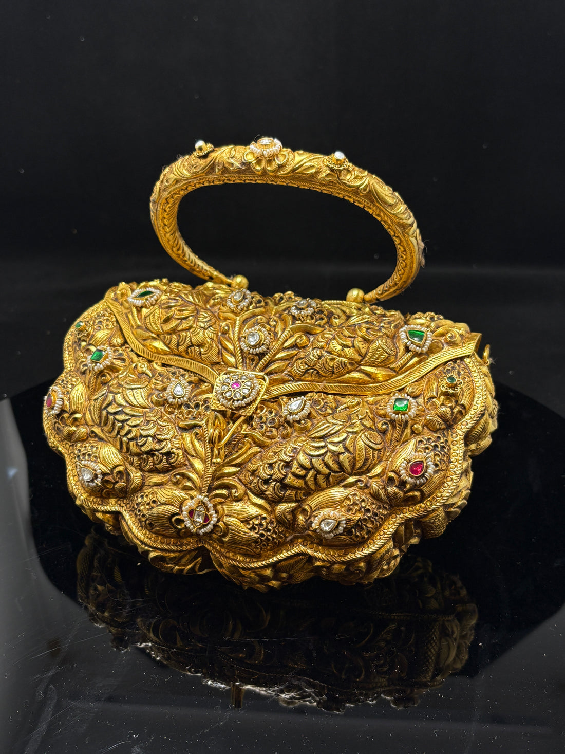 Nakshi Work Silver Gilt Clutch