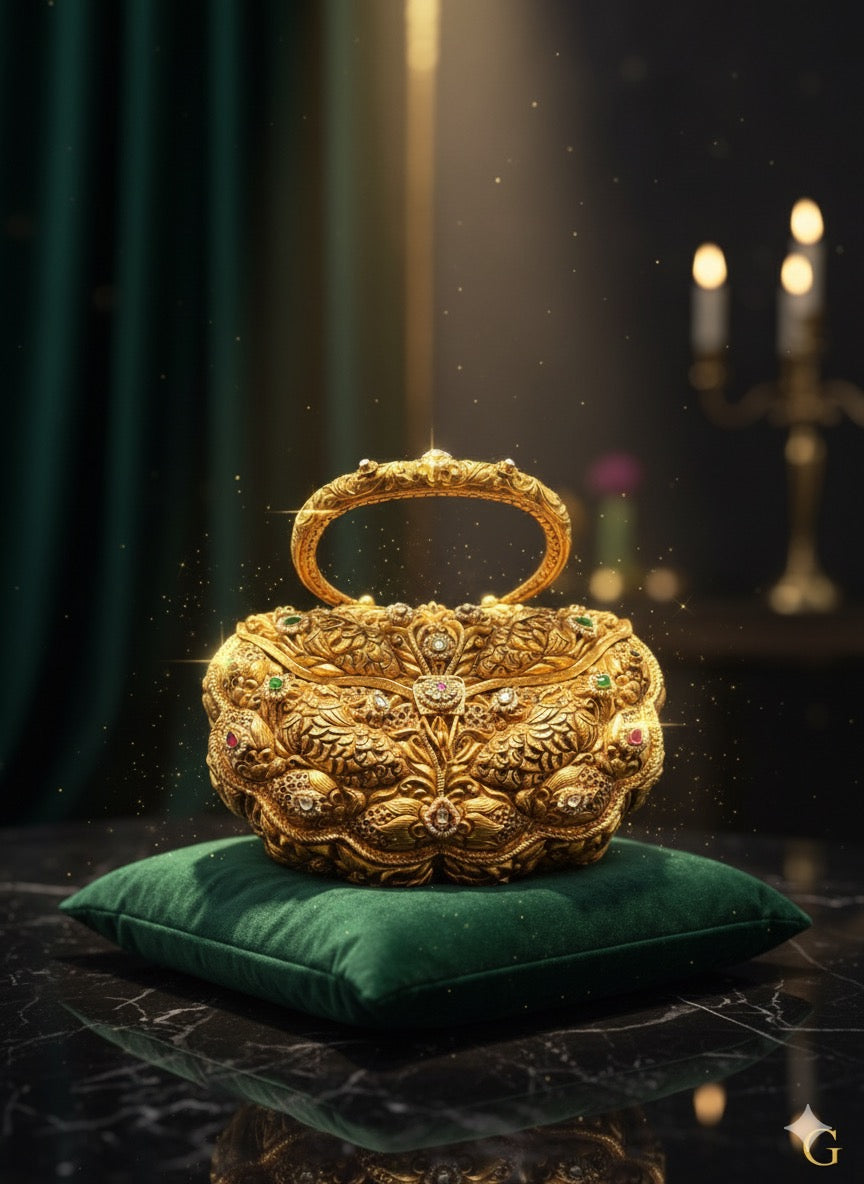 Nakshi Work Silver Gilt Clutch