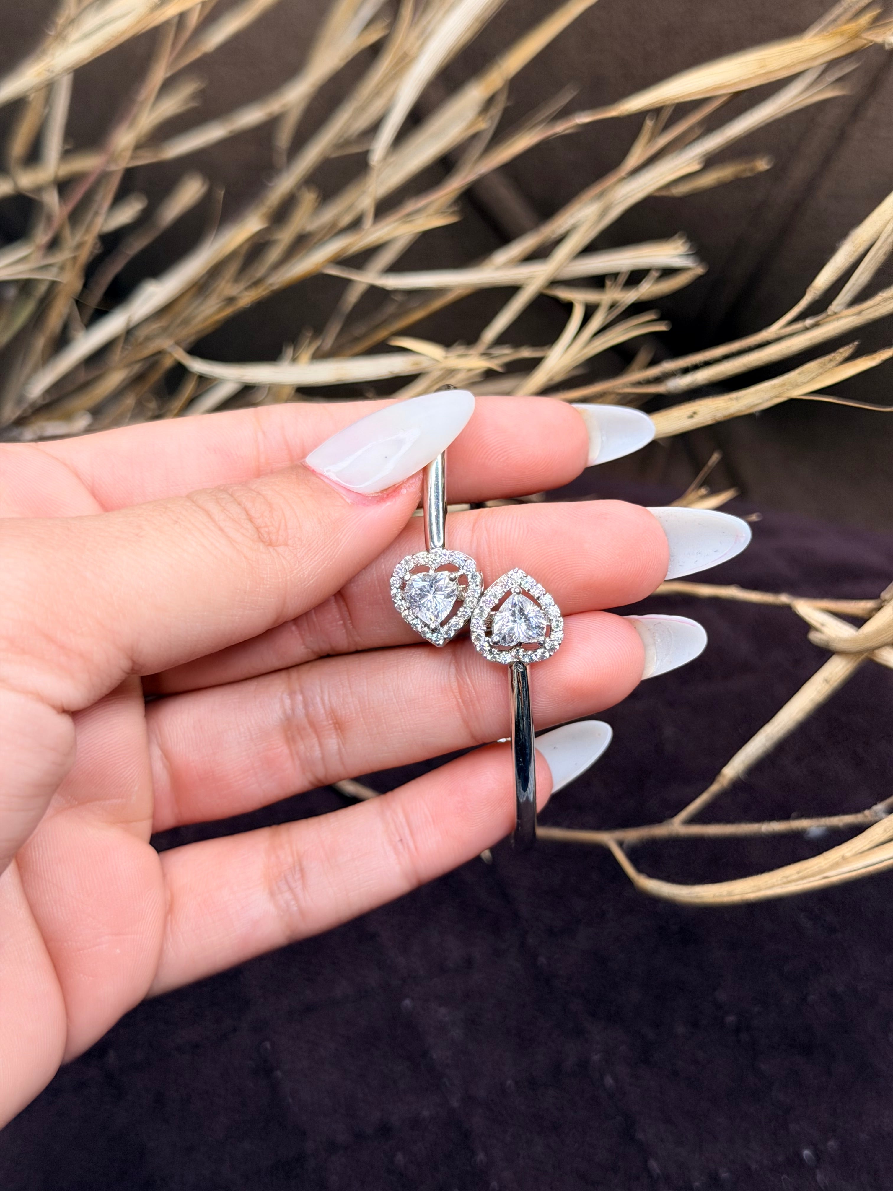 Silver heart shaped diamond  bracelet