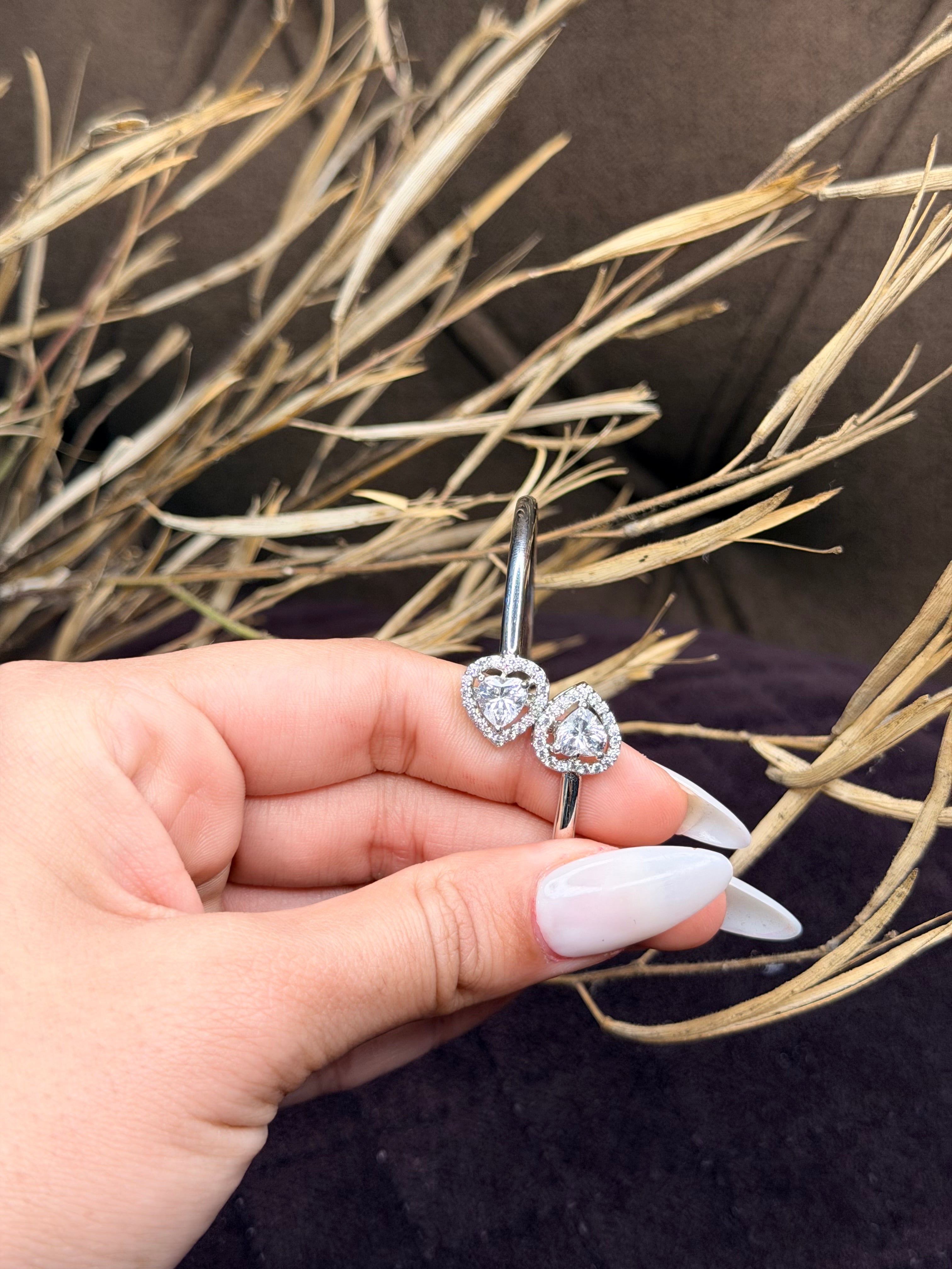 Silver heart shaped diamond  bracelet