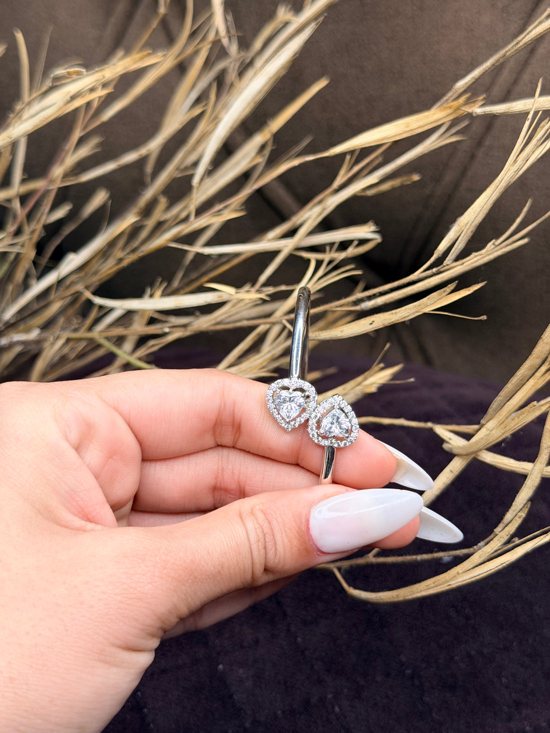 Silver heart shaped diamond  bracelet