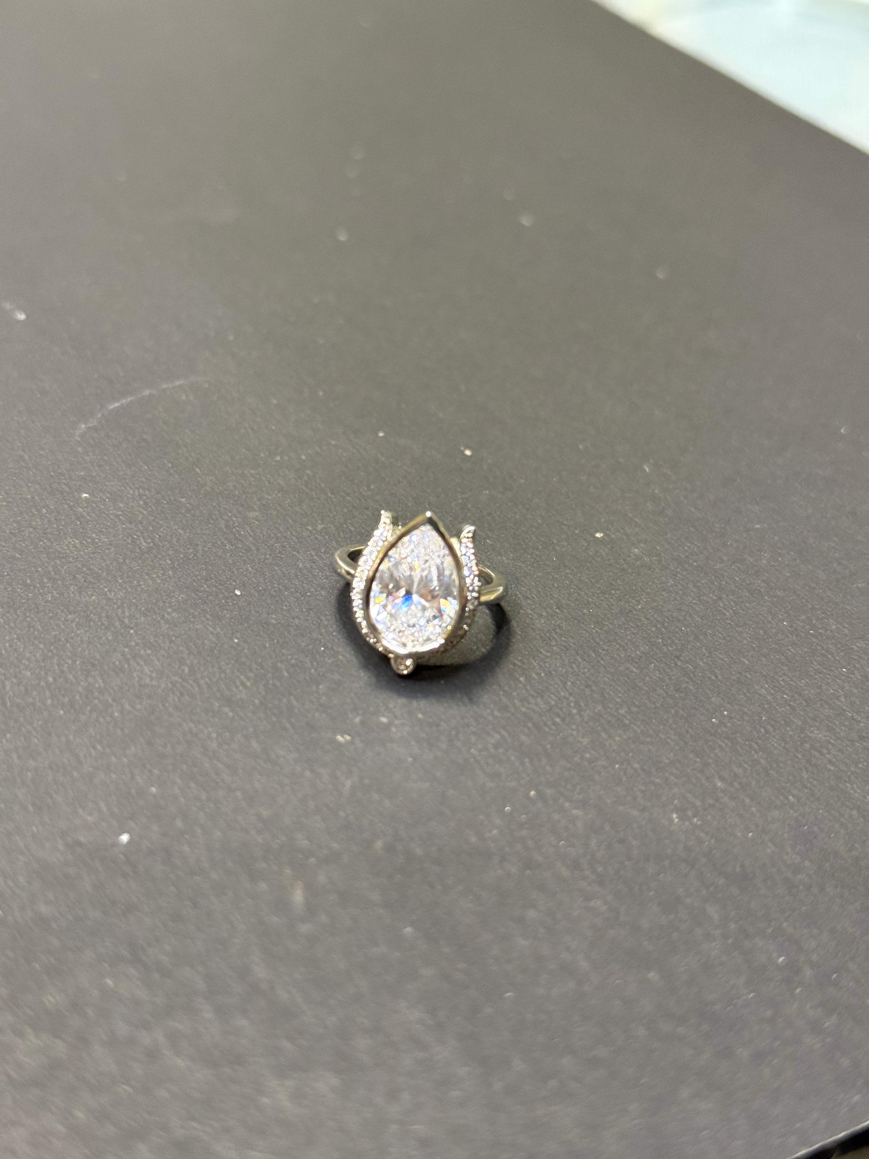 Lotus shaped silver ring