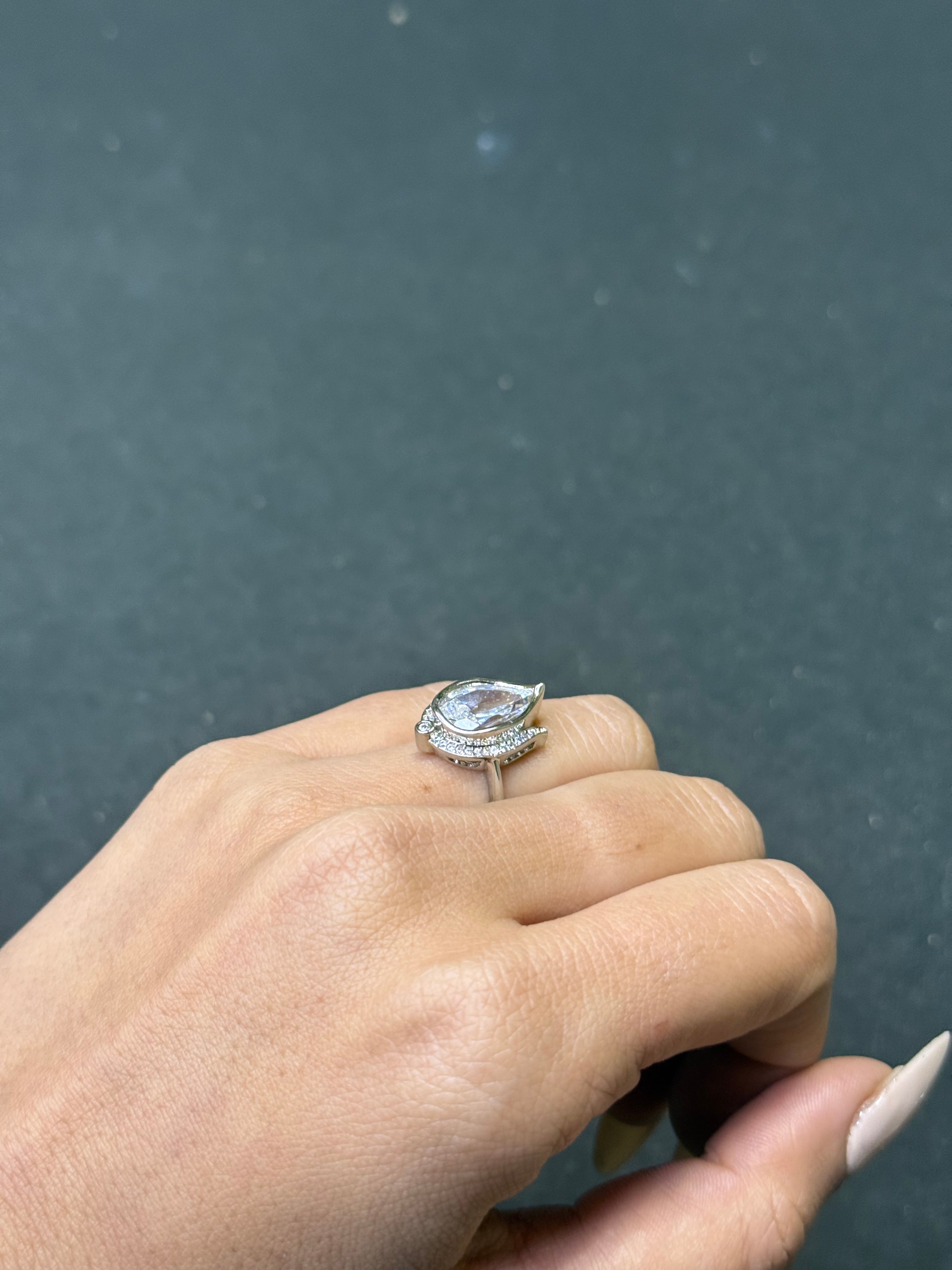 Lotus shaped silver ring