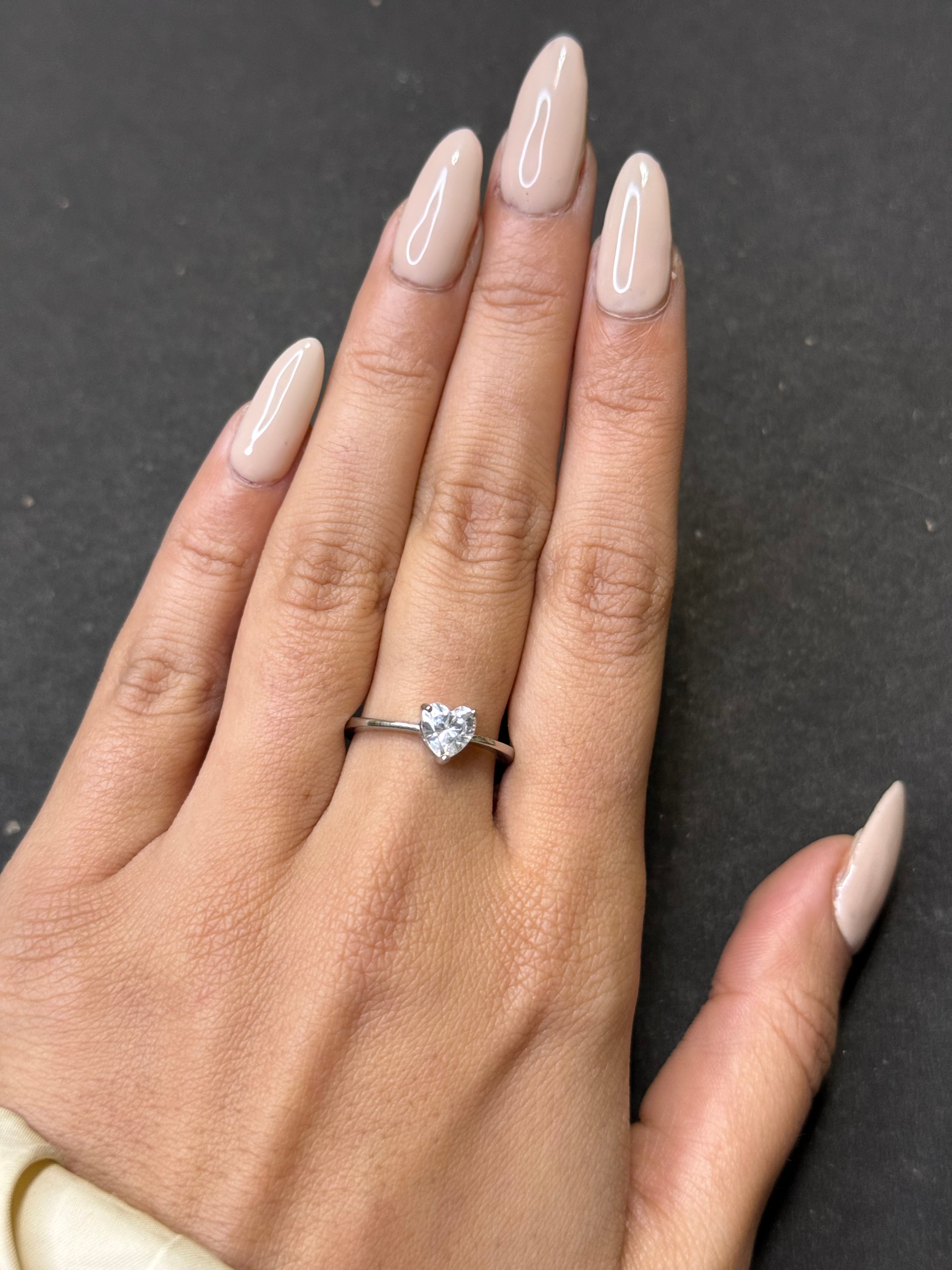 Heart shaped silver ring