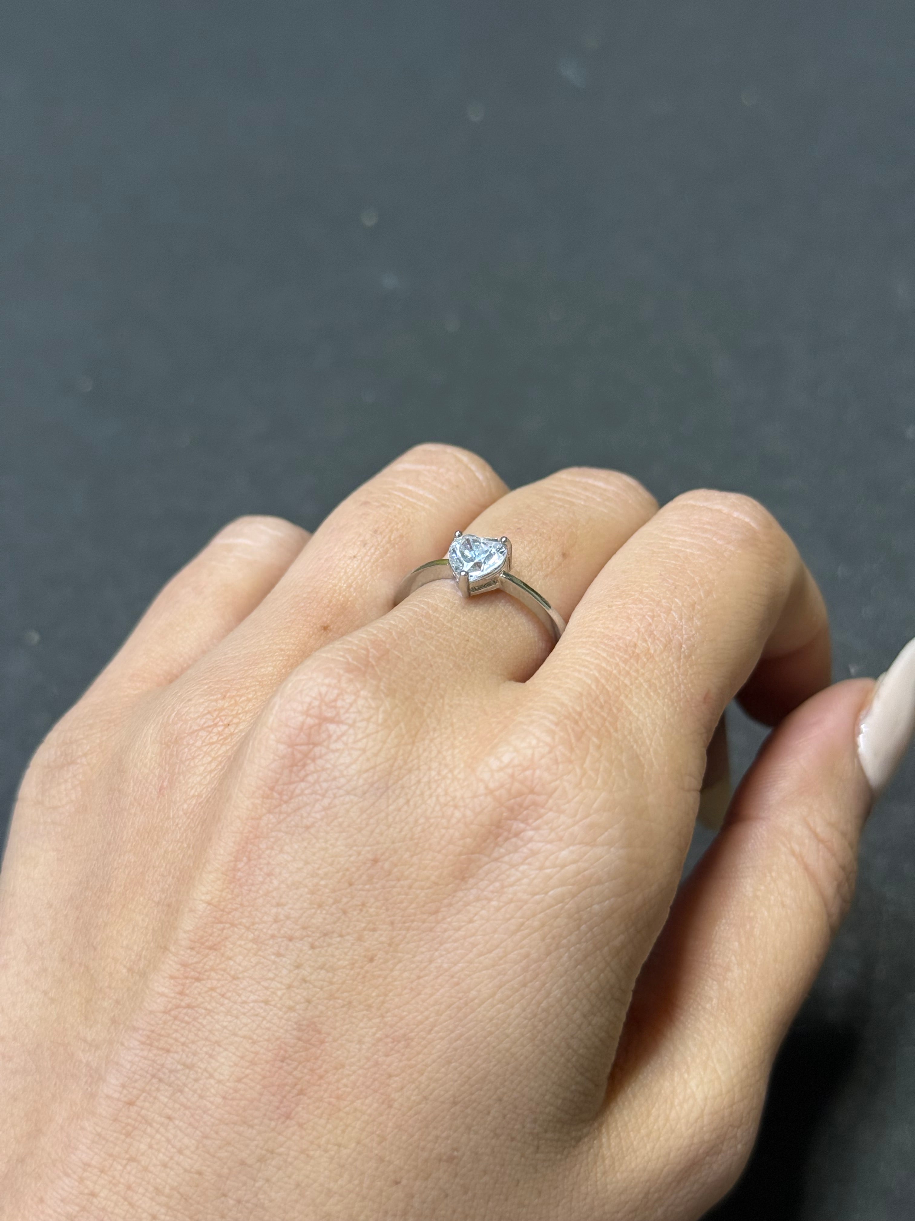 Heart shaped silver ring