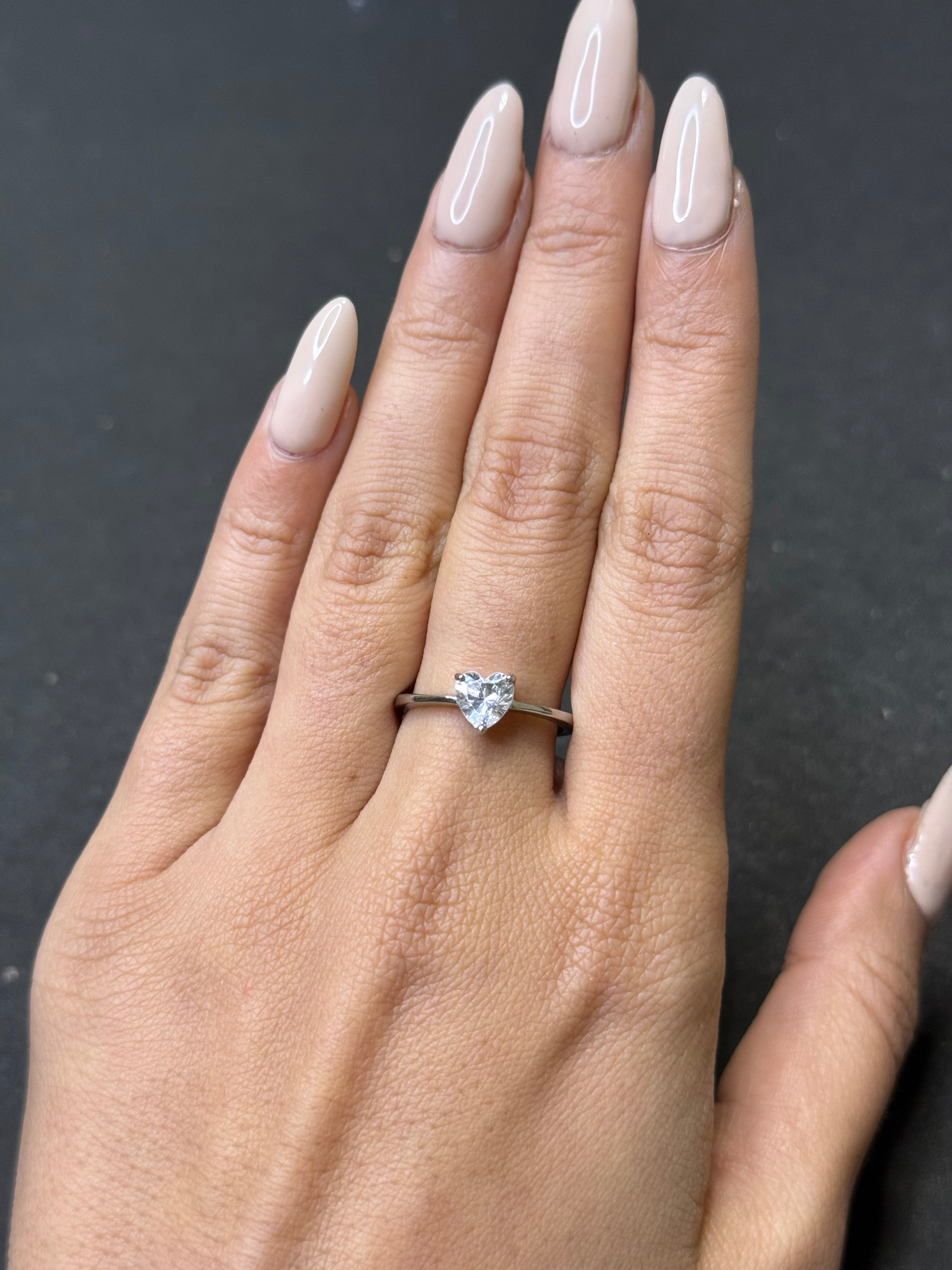 Heart shaped silver ring