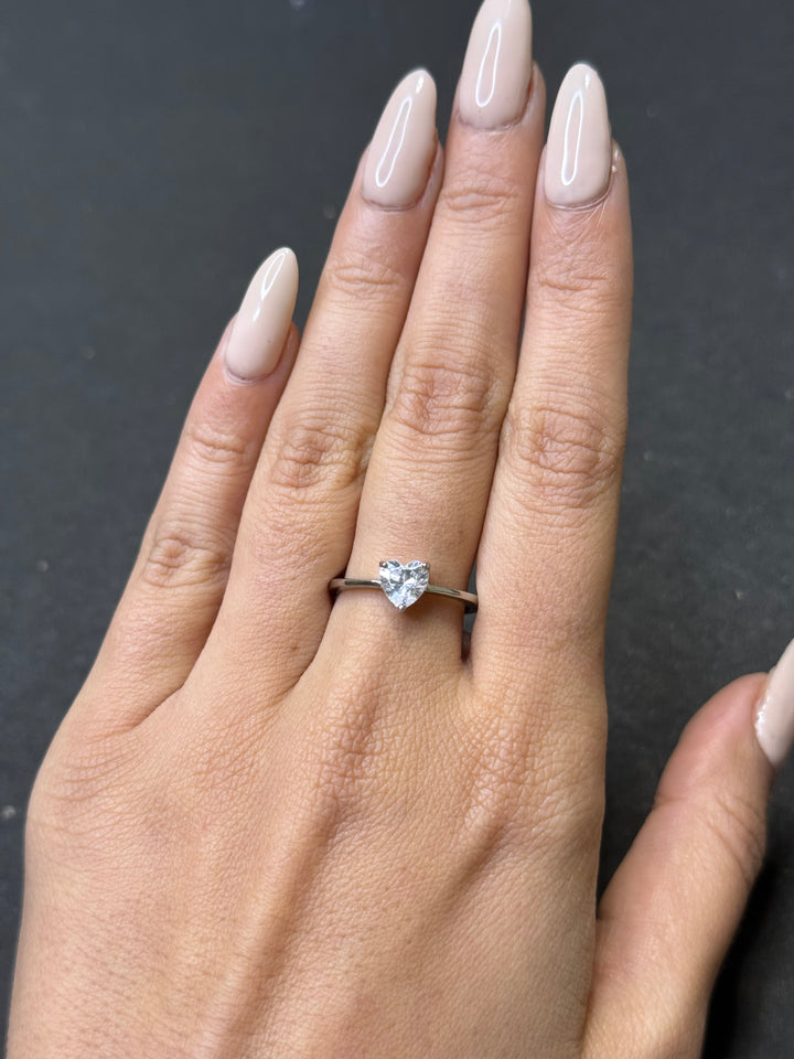 Heart shaped silver ring