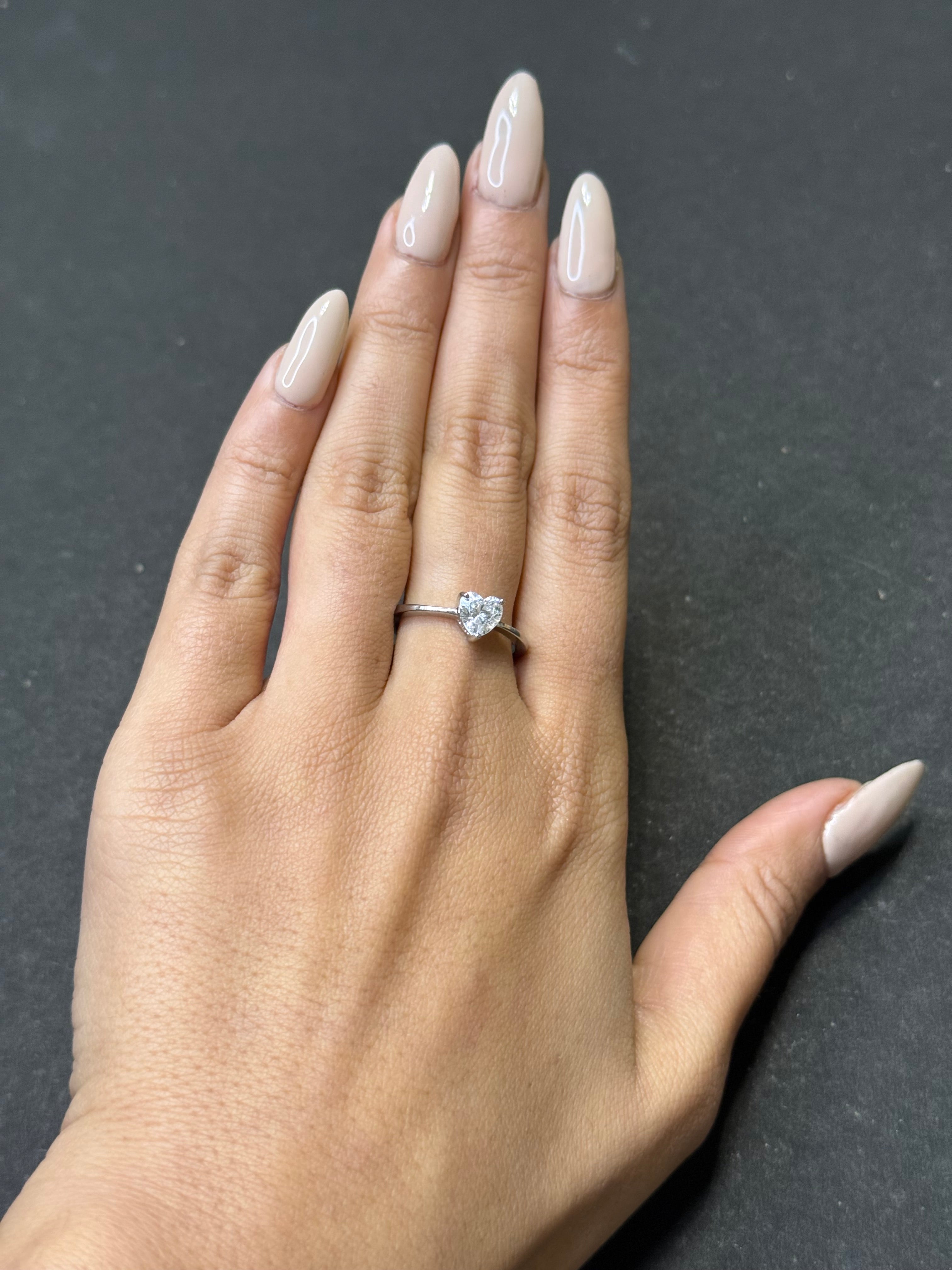 Heart shaped silver ring