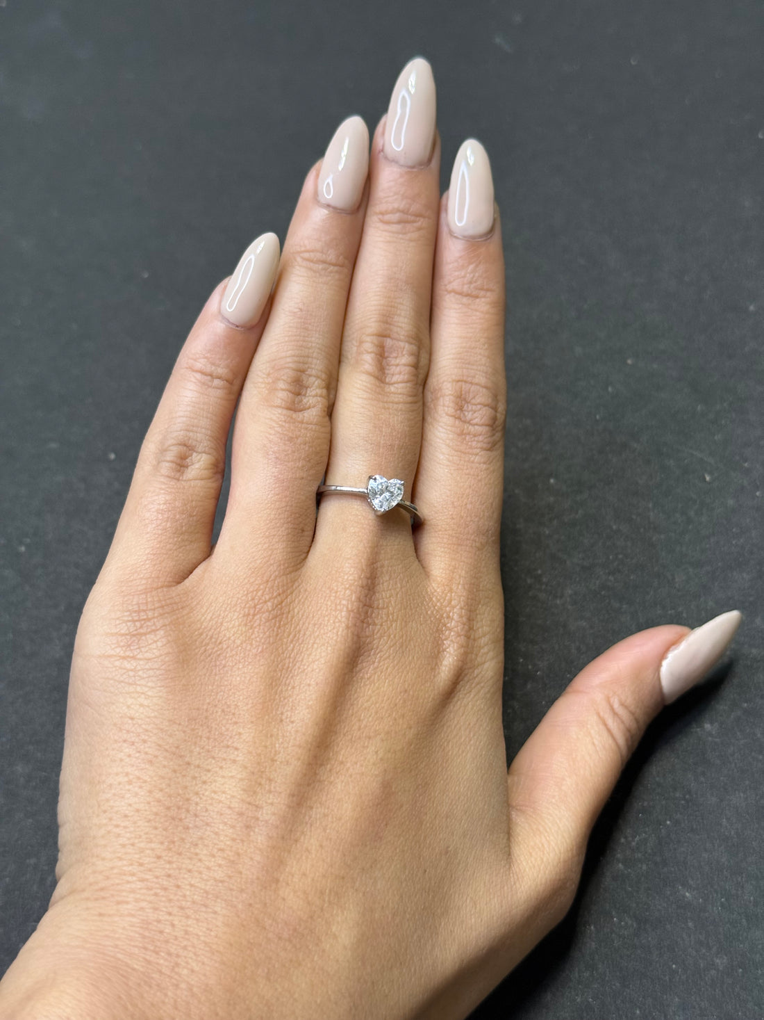 Heart shaped silver ring