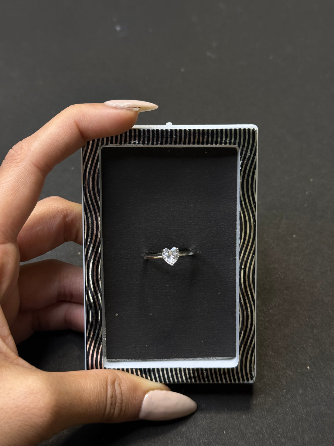 Heart shaped silver ring