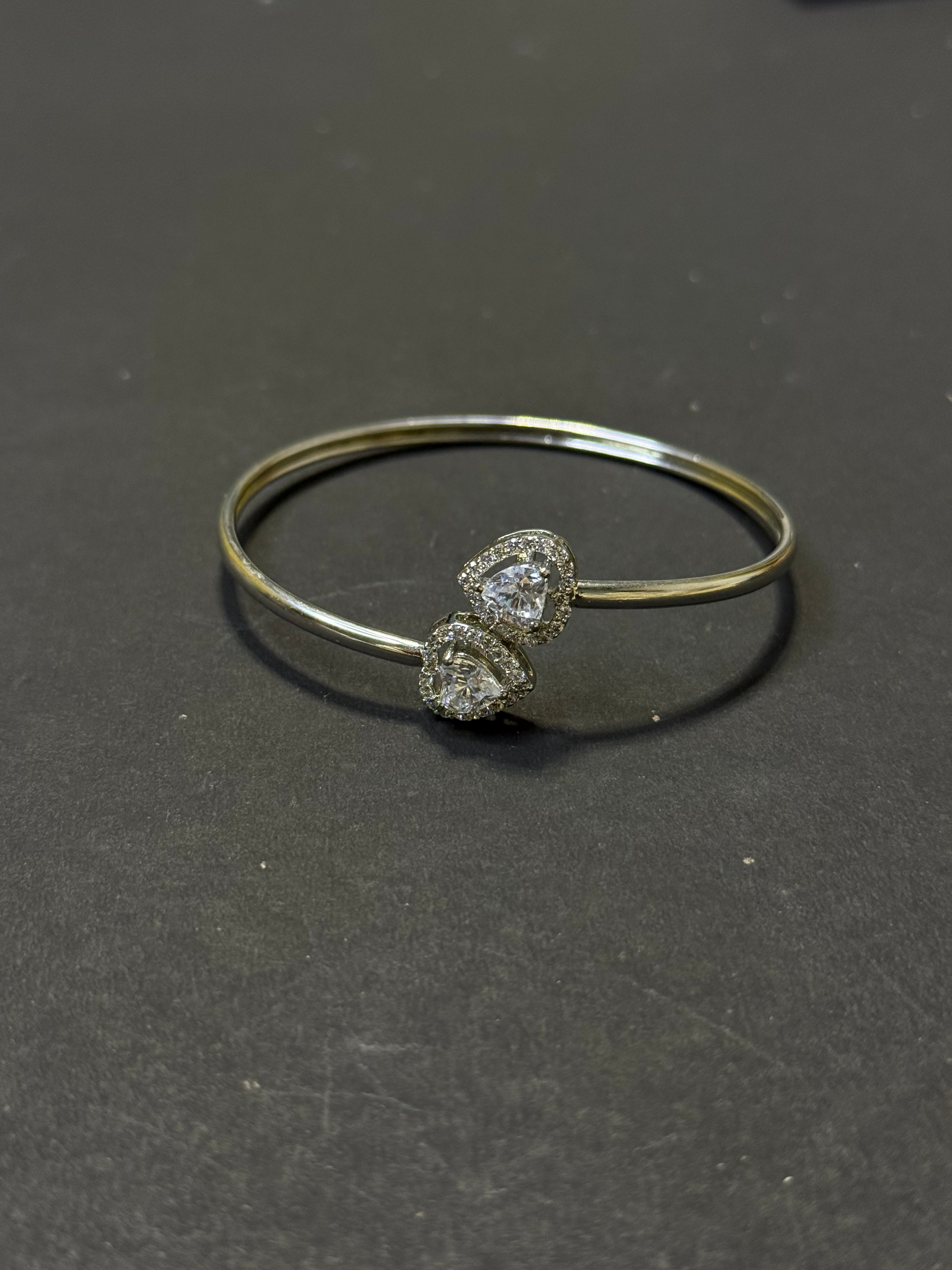Silver heart shaped diamond  bracelet