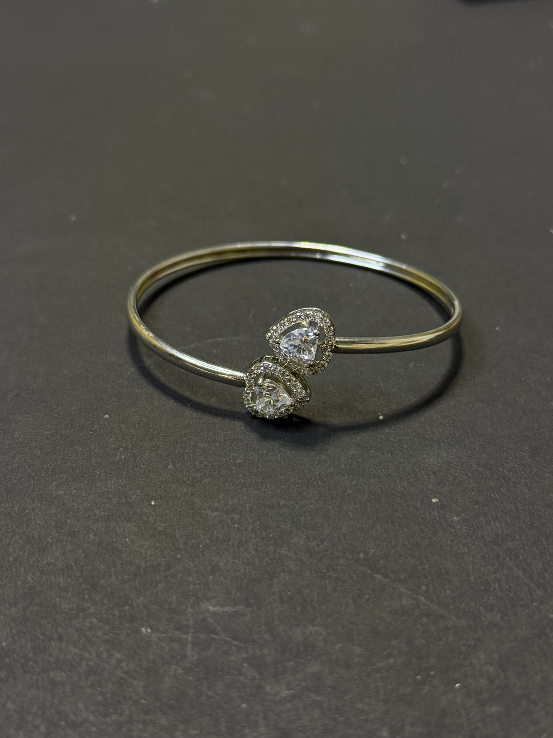 Silver heart shaped diamond  bracelet