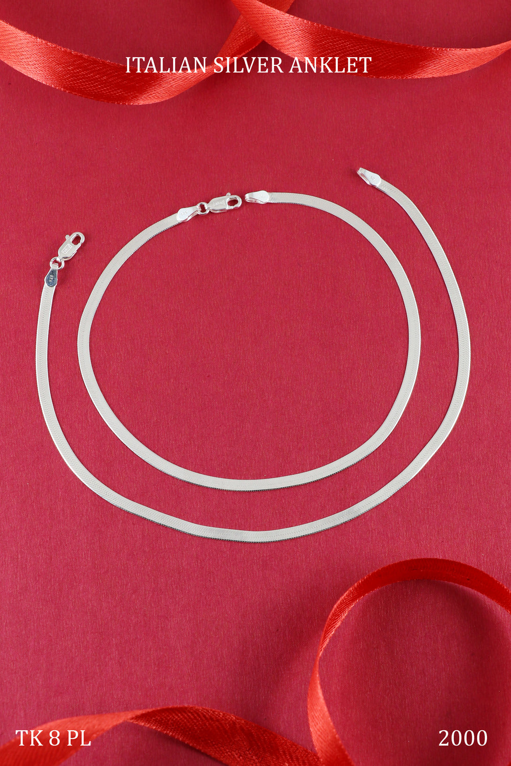 Italian plain Silver Anklet
