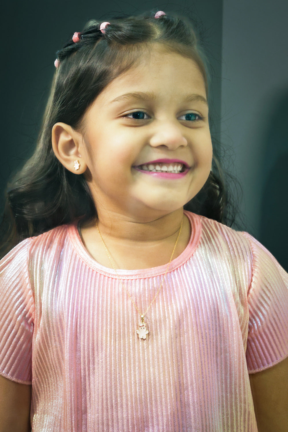 Silver Teddy Bear Shaped Pendant for Kids