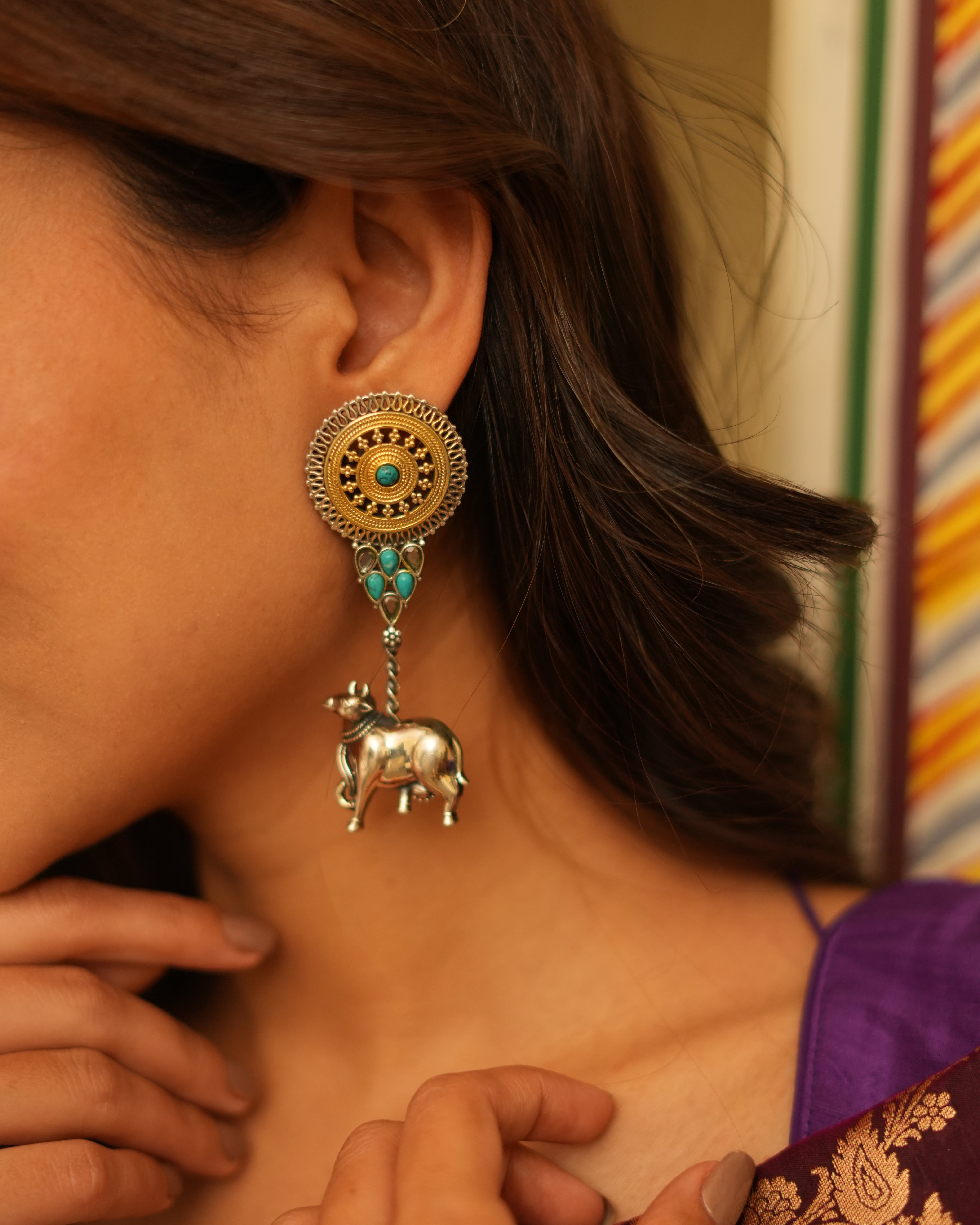 Divine Dual-Tone Silver Earrings