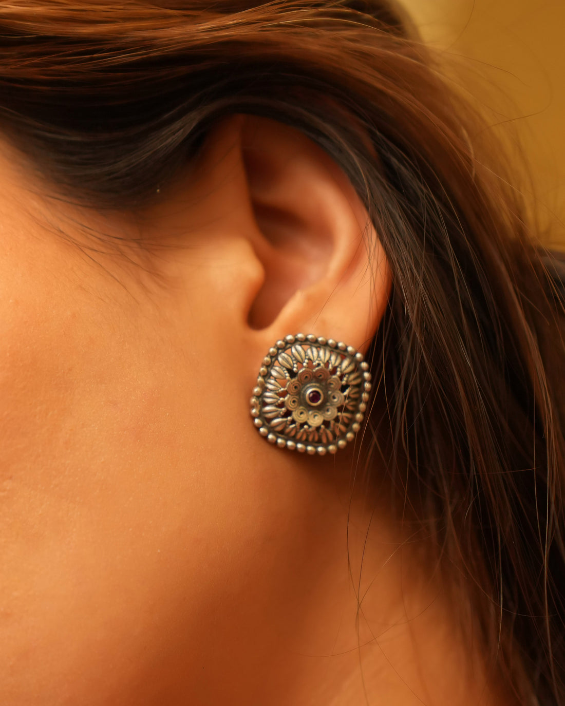 Minimalist Oxidised Silver Studs