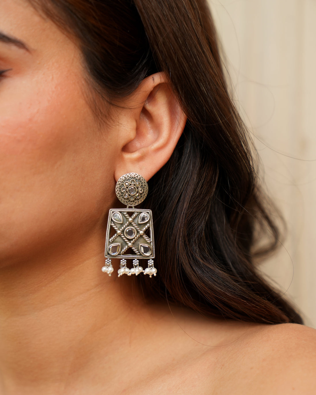 Contemporary Oxidised Silver Earrings