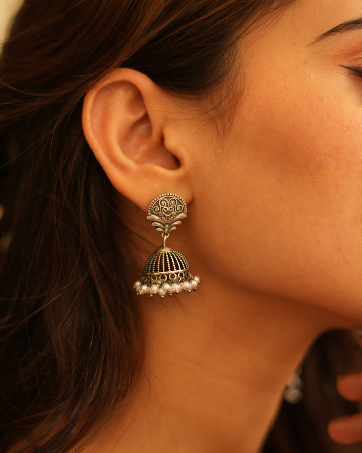 Classic Oxidised Silver jhumki