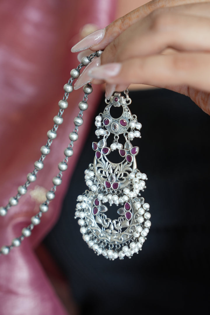 Triple Crescent Oxidised Silver Pendant