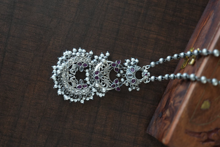 Triple Crescent Oxidised Silver Pendant