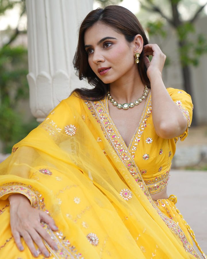 Polki Silver Necklace Set with Green Enamel