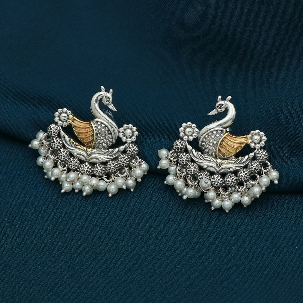 Silver swan Chandbali Stud