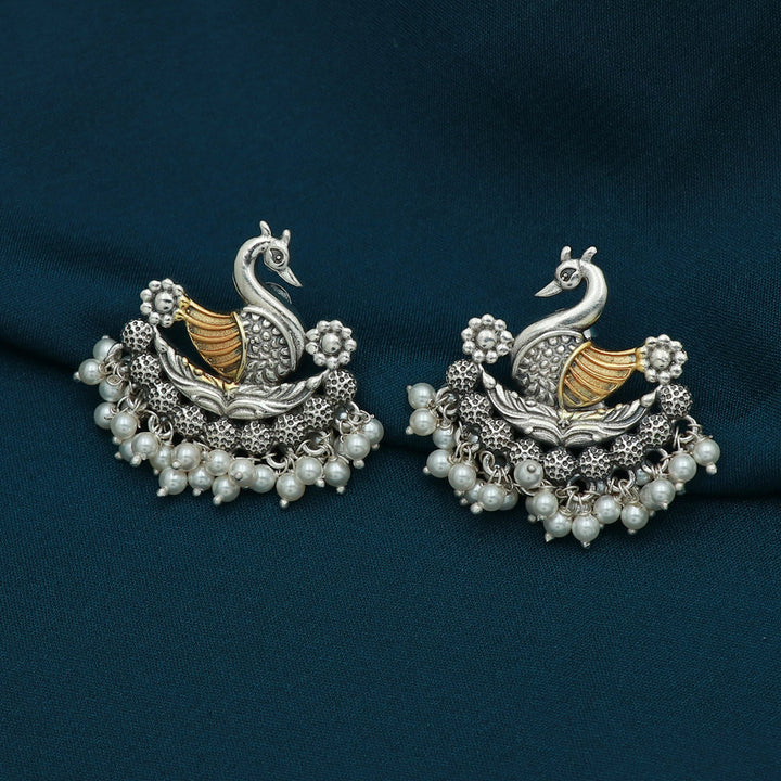 Silver swan Chandbali Stud