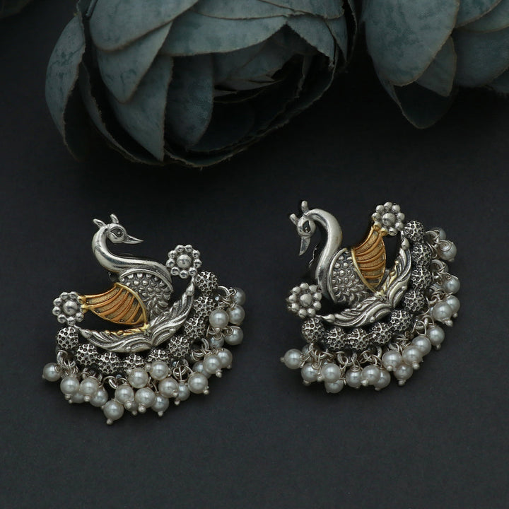 Silver swan Chandbali Stud
