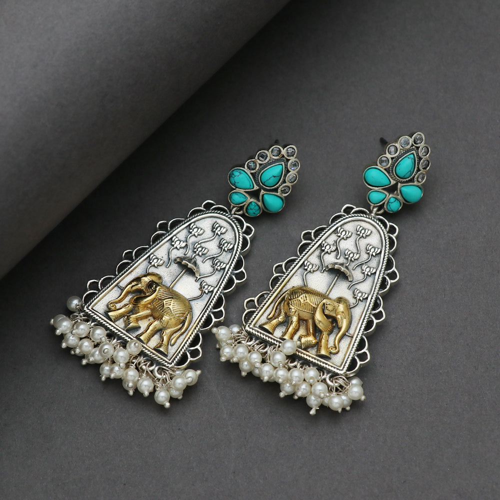 Silver Elephant Earring