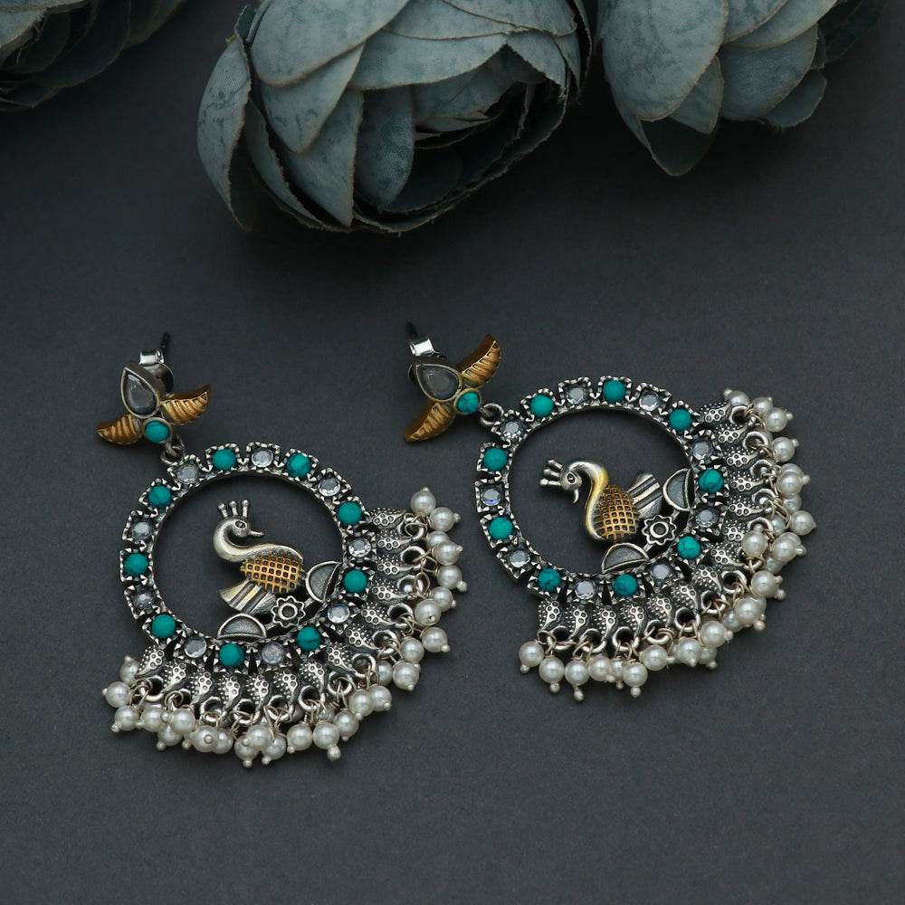 Silver Peacock Bali Shaped Earring