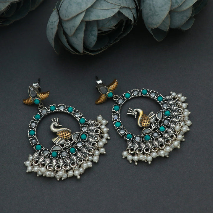 Silver Peacock Bali Shaped Earring