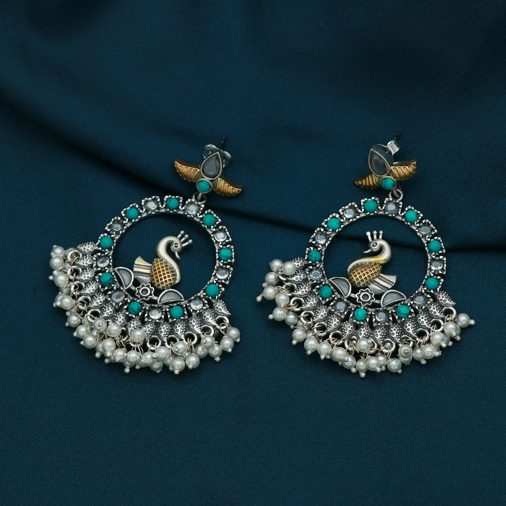 Silver Peacock Bali Shaped Earring