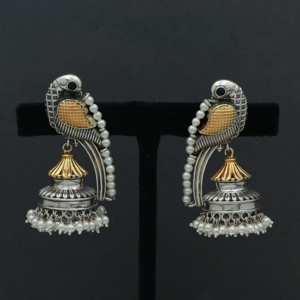 Silver Peacock Jhumka