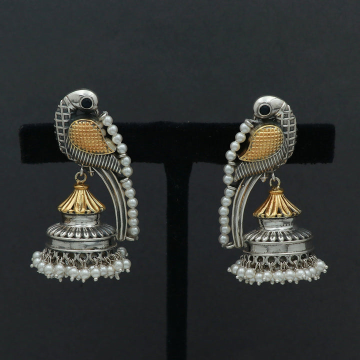 Silver Peacock Jhumka