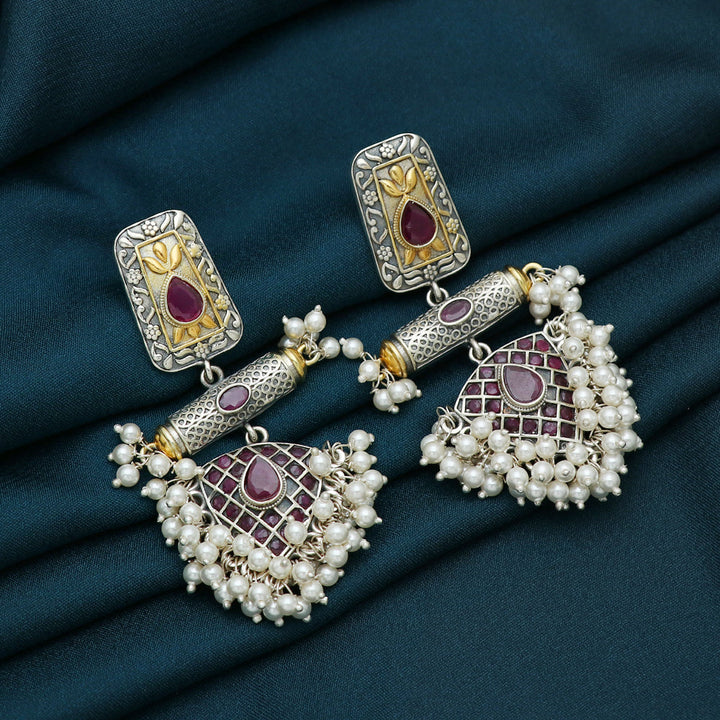 Silver Pink Stone Earring