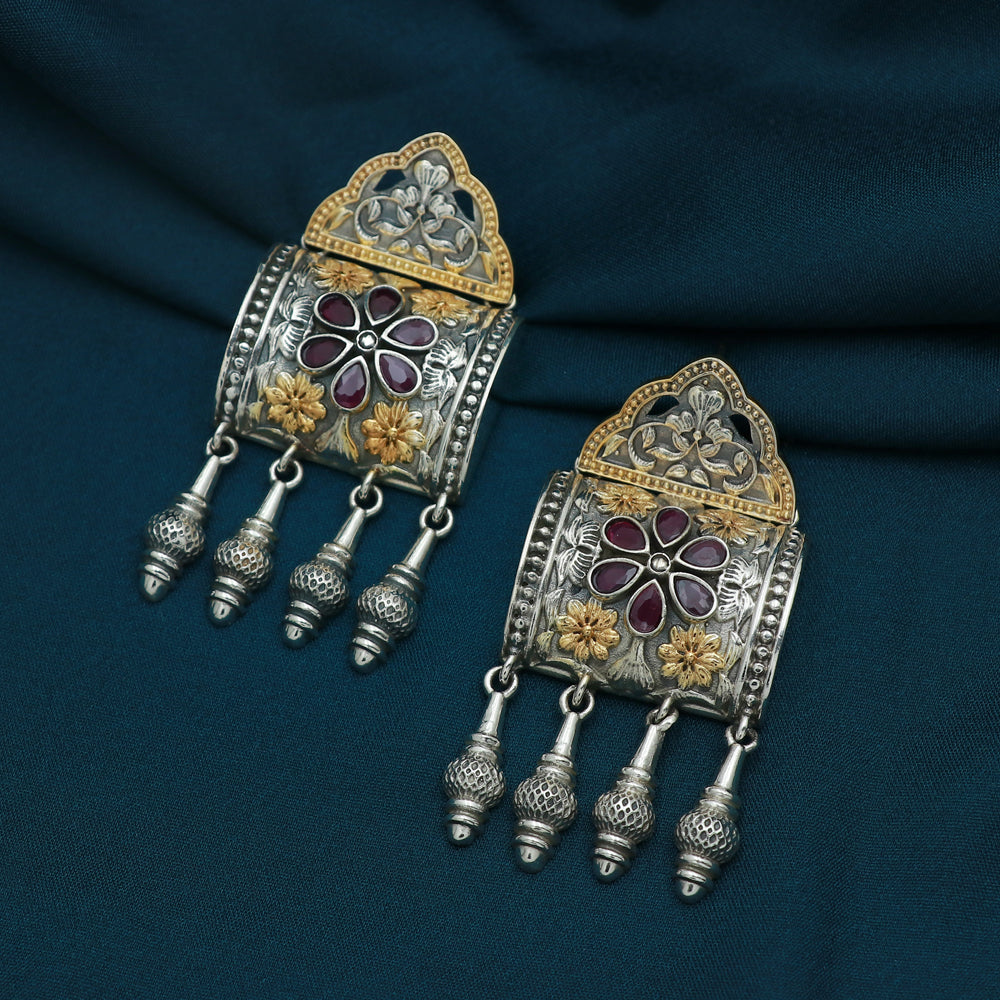 Silver square Dangle Earring