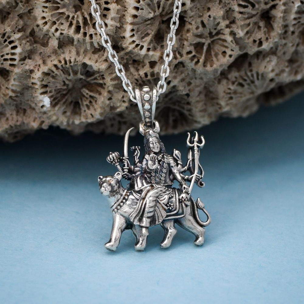 Silver durga maa Pendant