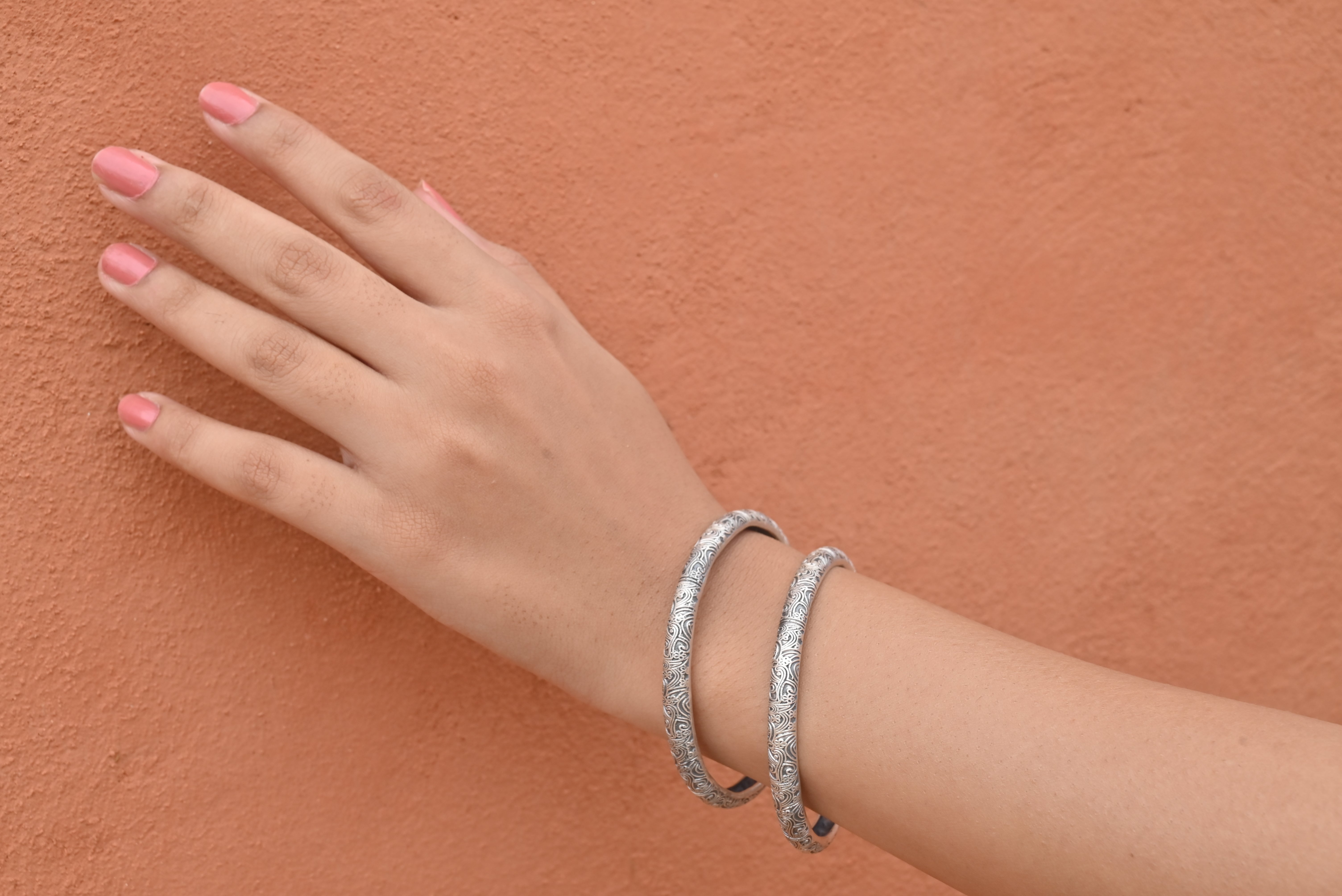 Elegant Antique Finish Silver Bangles for Women