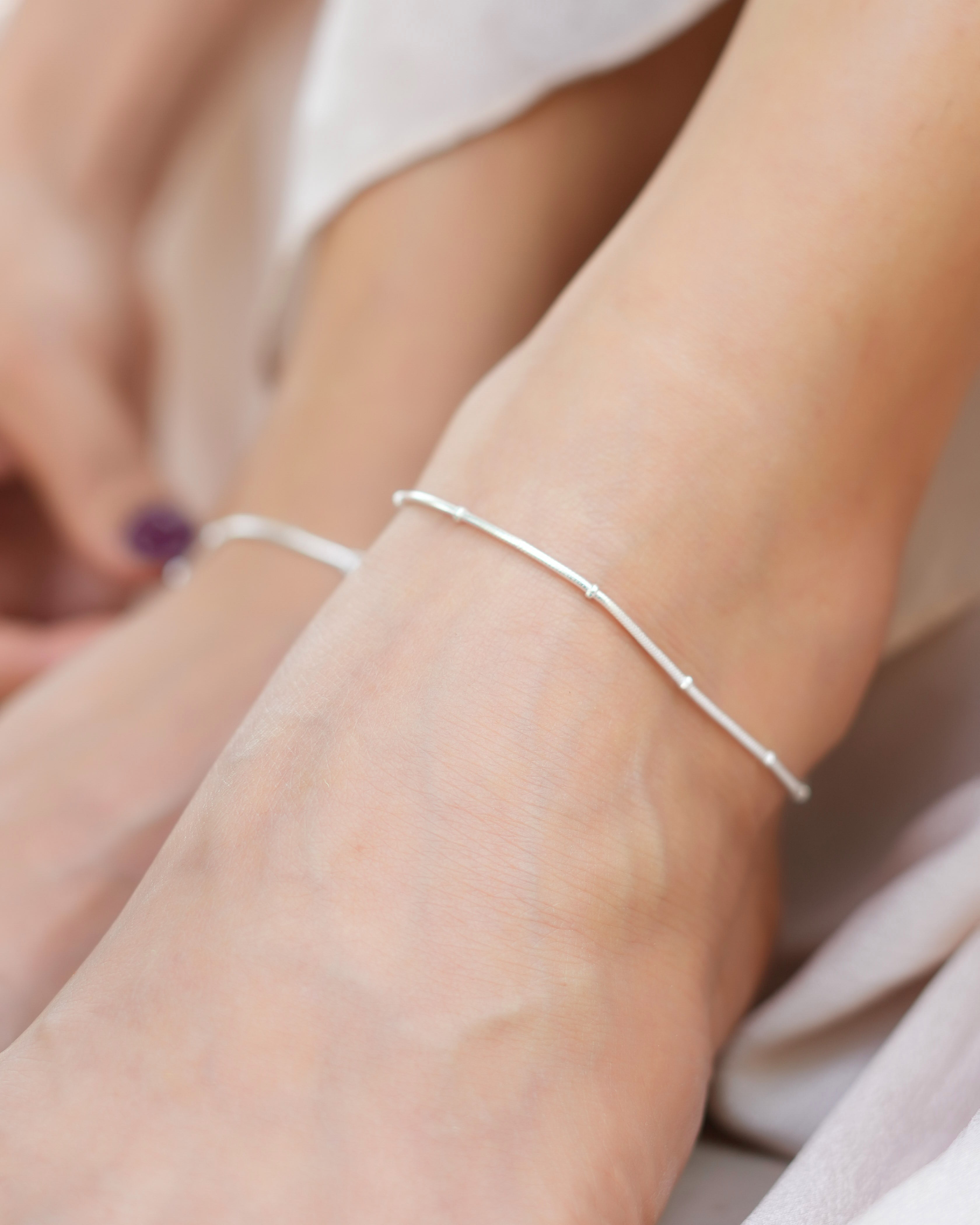 Sleek and Minimal Silver Chain Anklet for Daily Wear