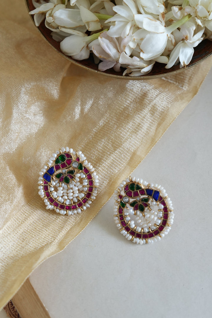 Colorful Meenakari Style Silver Earring