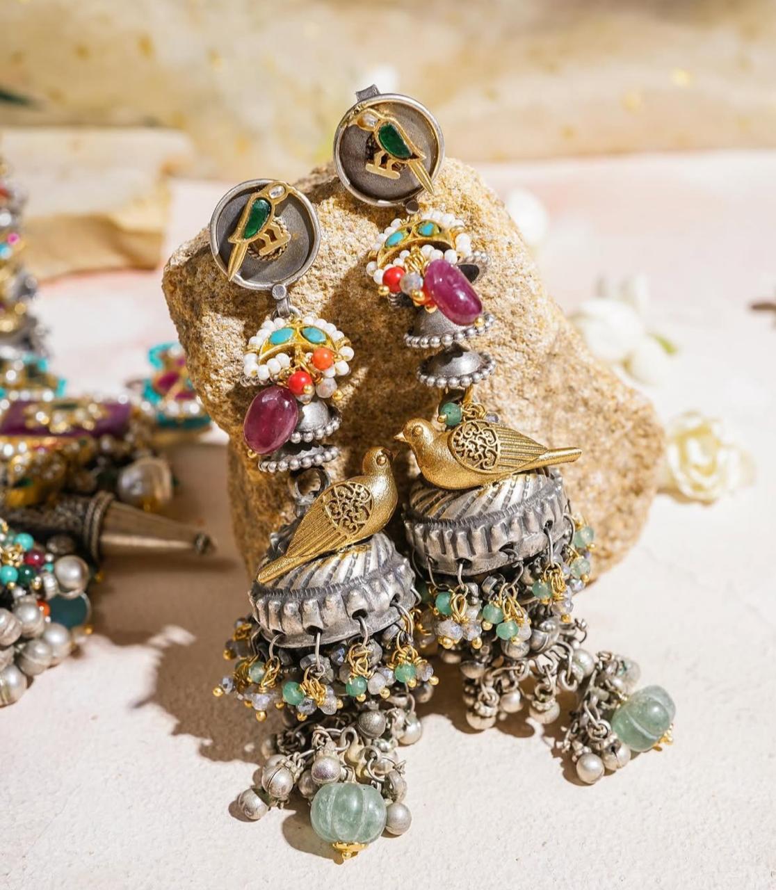 Fusion Silver Jewellery Bohemian Set with Multicolour Gemstones