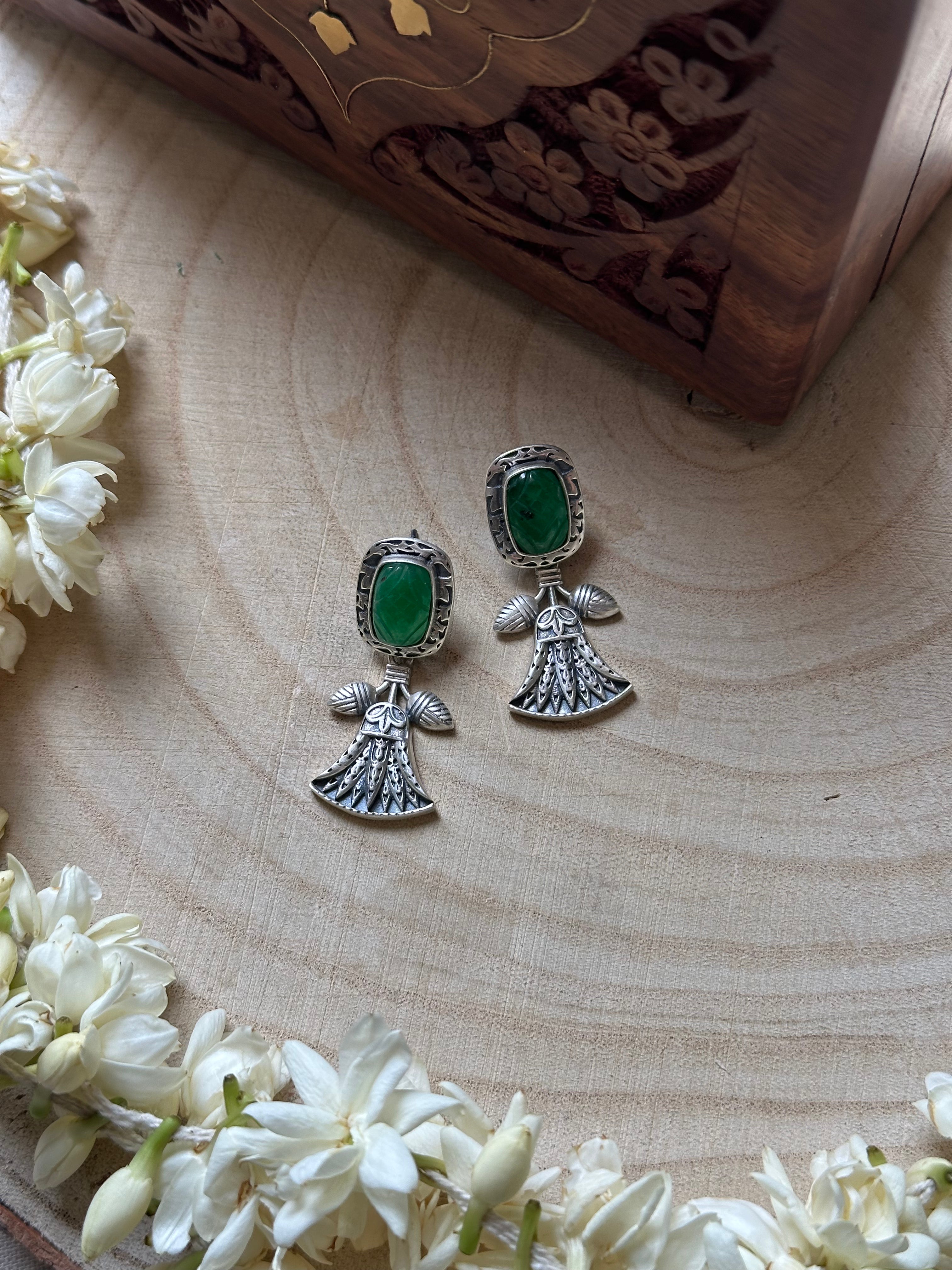 Dancing Doll-Inspired Silver Oxidised Earrings