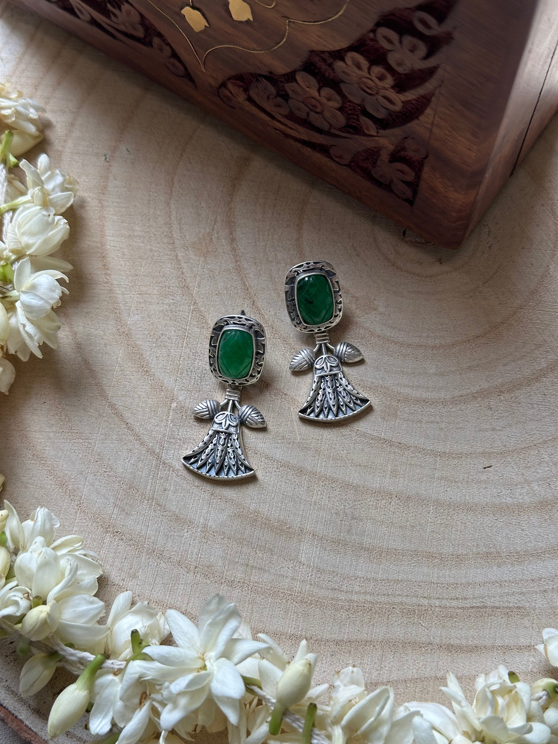 Dancing Doll-Inspired Silver Oxidised Earrings