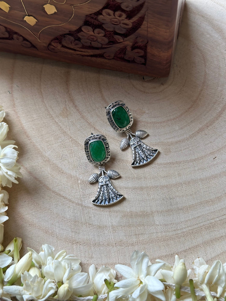 Dancing Doll-Inspired Silver Oxidised Earrings