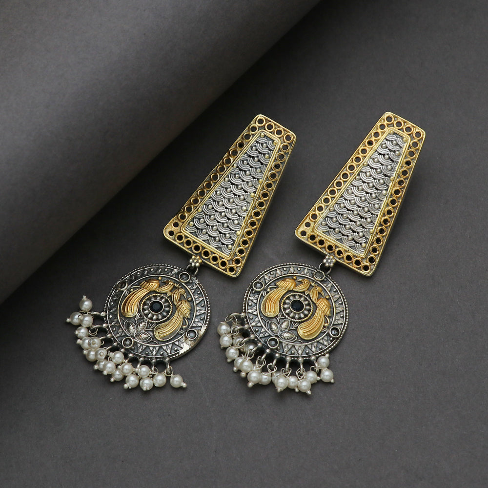 Silver Peacock Motif Earring