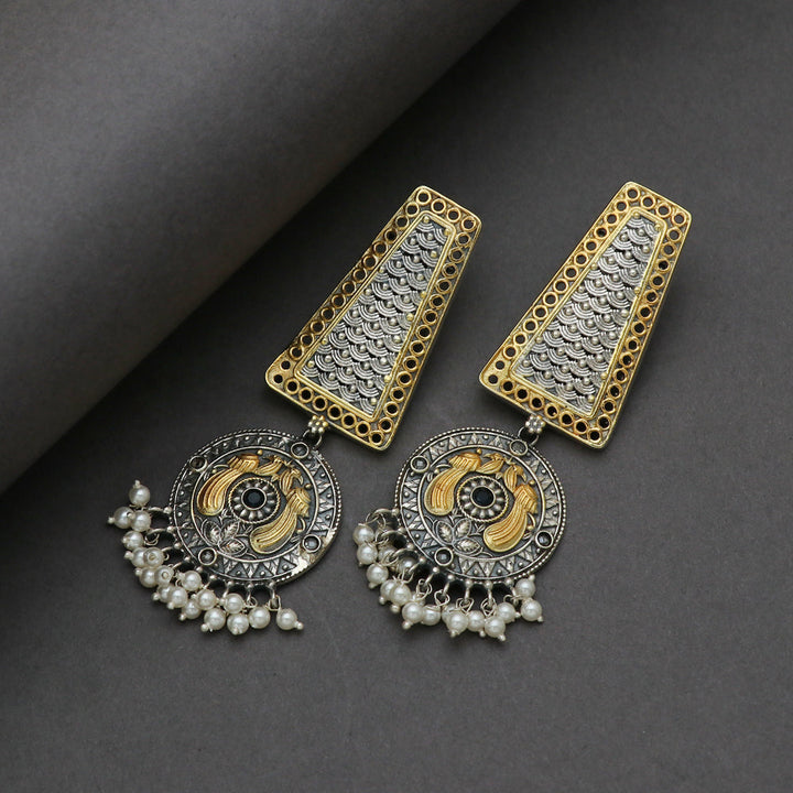 Silver Peacock Motif Earring